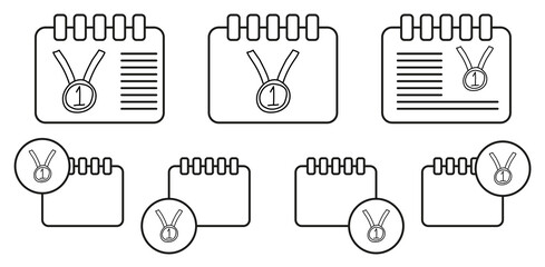 First place medal sketch vector icon in calender set illustration for ui and ux, website or mobile application
