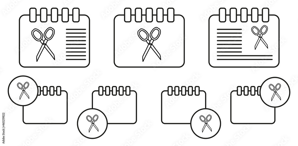 Poster scissors sketch vector icon in calender set illustration for ui and ux, website or mobile applicatio