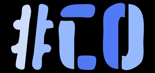 CO Hashtag. Isolate curves doodle letters. Blue colors. Hashtag #CO is abbreviation for the US American Colorado for social network, web resources, mobile apps.