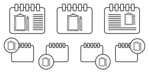 Folder tablet and pencil sketch vector icon in calender set illustration for ui and ux, website or mobile application