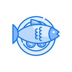 Fish Food Vector blue colours Icon Design illustration. Veterinary Symbol on White background EPS 10 File