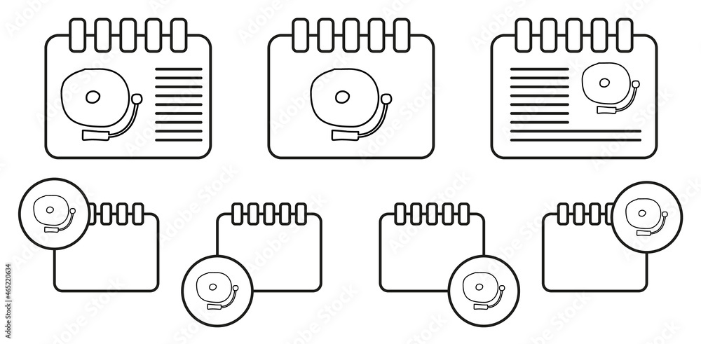 Poster school bell sketch vector icon in calender set illustration for ui and ux, website or mobile applica