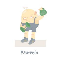 Protein. Cartoon character in a trendy style.