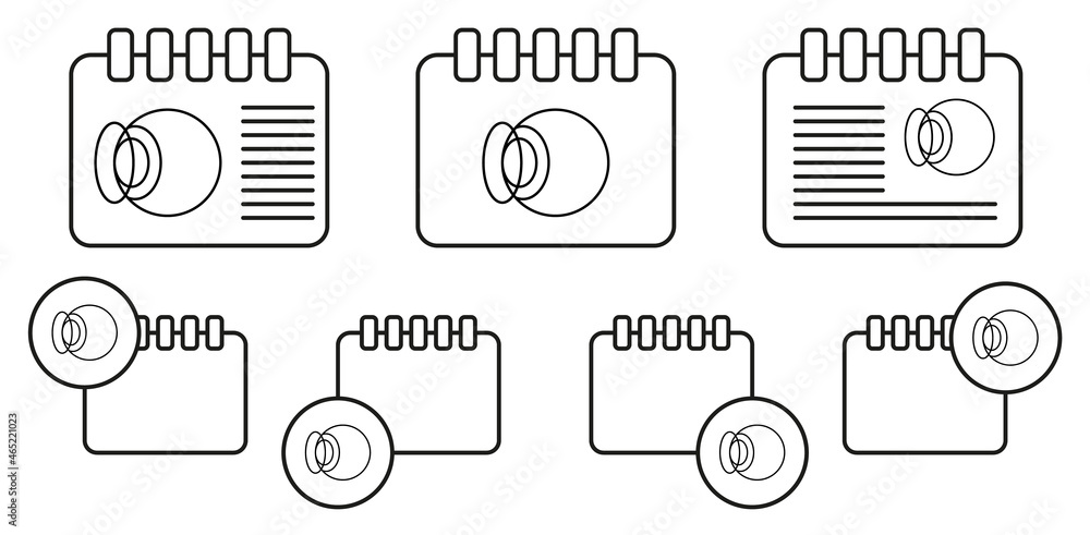 Poster eye lens vector icon in calender set illustration for ui and ux, website or mobile application