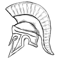 An illustration of Spartan roman greek trojan or gladiator helmet 