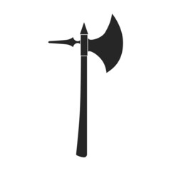 Axe of medieval vector black icon. Vector illustration weapon ancient on white background. Isolated black illustration icon axe of medieval .