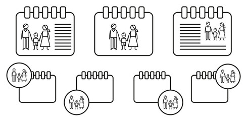Family, parents, baby vector icon in calender set illustration for ui and ux, website or mobile application