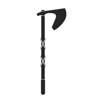Axe of medieval vector black icon. Vector illustration weapon ancient on white background. Isolated black illustration icon axe of medieval .
