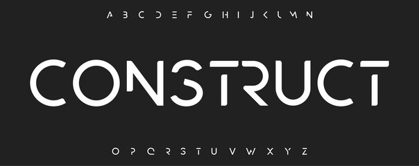 Fototapeta Futurism alphabet bevel font minimalistic letters for modern futuristm, sport, science logo and monogram, headline, branding typography, apparel and merchandise. Vector typographic design obraz
