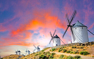 White Windmills in Spain, Sunrise