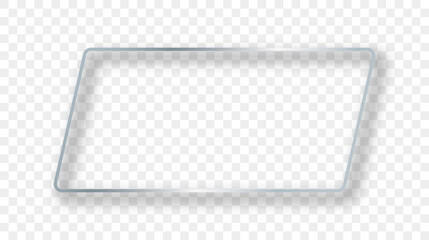 Silver glowing rectangular shape frame with shadow