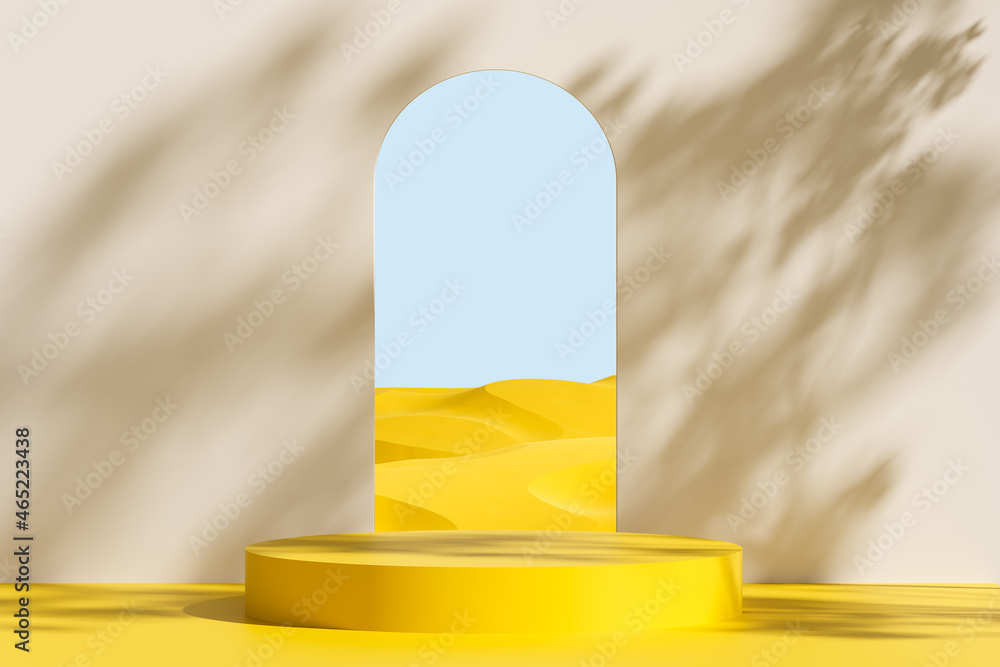 Fototapete round stage with empty podium stage for showing or presentation. abstract background with arch. 3d r