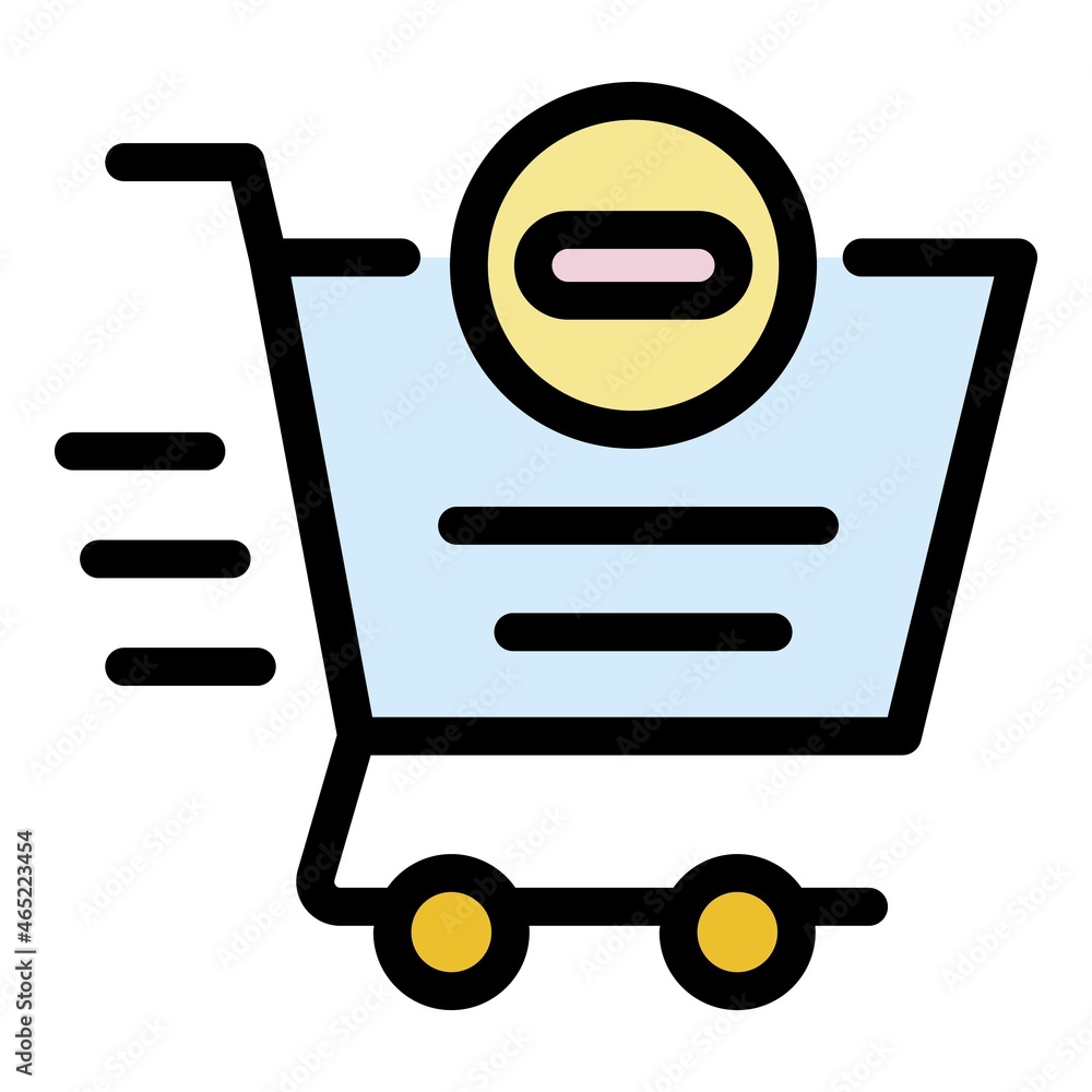 Poster fast restriction shop cart icon. outline fast restriction shop cart vector icon color flat isolated