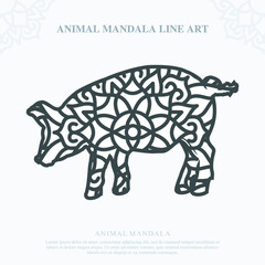 Animal Mandala. Vintage decorative elements. Oriental pattern, vector illustration.