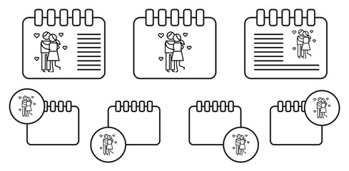 Kiss, love, parents vector icon in calender set illustration for ui and ux, website or mobile application