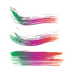 Colorful Set Of Hand Drawn Grunge Brushes. White Grunge Style. Red Brushed Banner. Blue Watercolor Painting. Distress Banner. Old Dirty Wall. Dirty Brushes.