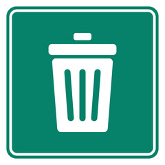 Abfalleimer und Schild