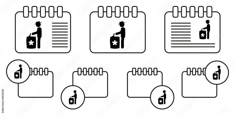 Poster man bag of grain vector icon in calender set illustration for ui and ux, website or mobile applicati