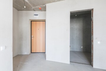 interior of the apartment without decoration in gray colors