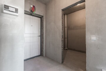 interior of the apartment without decoration in gray colors