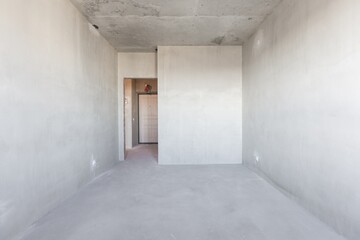 interior of the apartment without decoration in gray colors