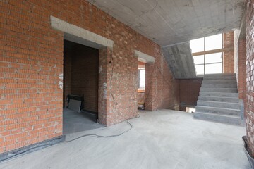 interior of the apartment without decoration in gray colors
