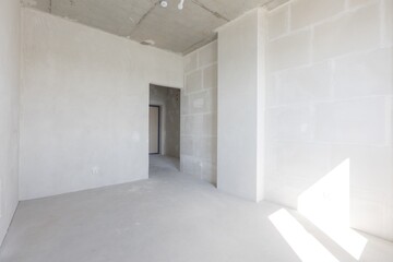 interior of the apartment without decoration in gray colors