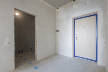 interior of the apartment without decoration in gray colors