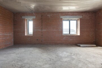 interior of the apartment without decoration in gray colors