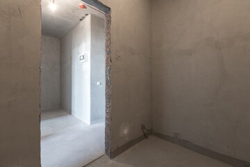 interior of the apartment without decoration in gray colors