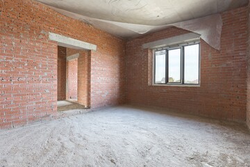 interior of the apartment without decoration in gray colors