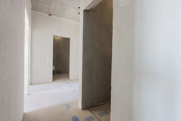 interior of the apartment without decoration in gray colors