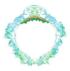 Abstract Christmas card with angels