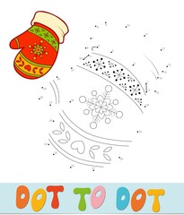 Dot to dot Christmas puzzle. Connect dots game. Mittens  illustration