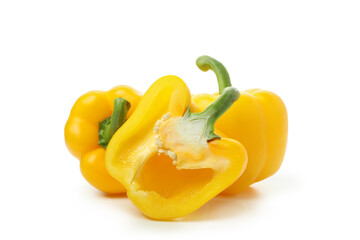Yellow bell pepper isolated on white background