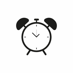 Alarm clock flat vector icon on a gray background