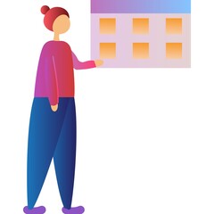 Vector woman planning schedule flat icon isolated