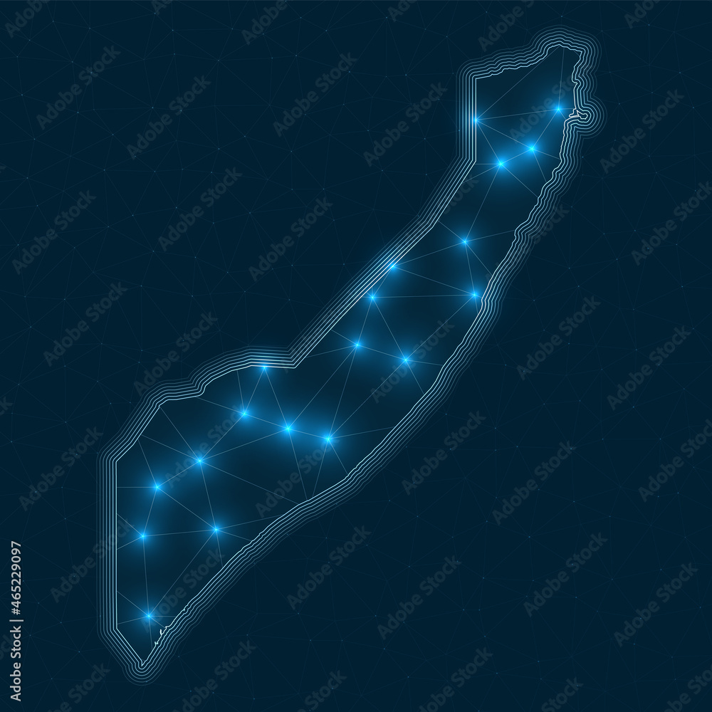 Poster somalia network map. abstract geometric map of the country. digital connections and telecommunicatio