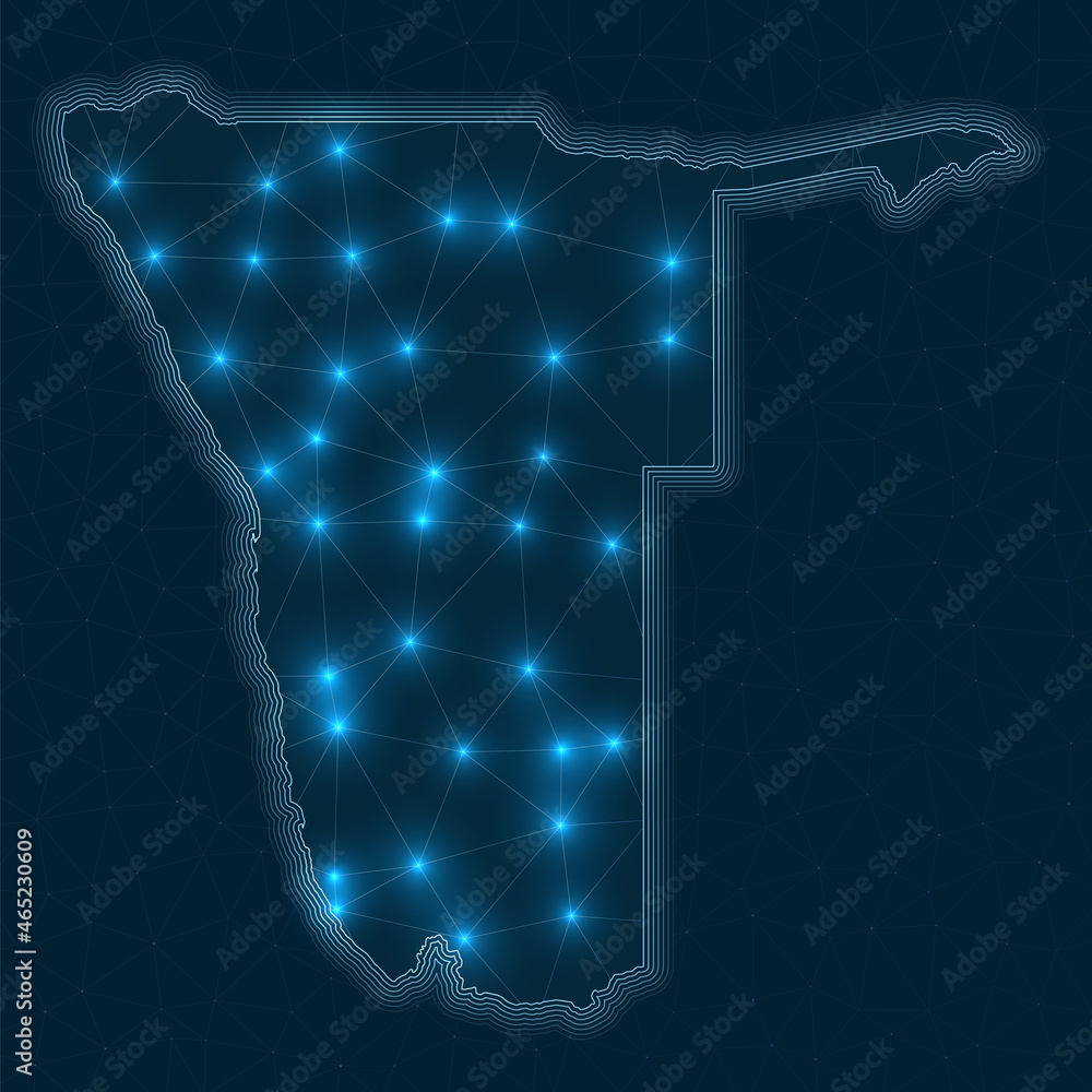 Aufkleber namibia network map. abstract geometric map of the country. digital connections and telecommunicatio