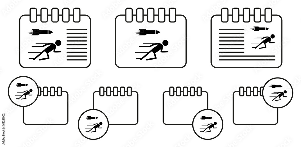 Poster bullet man vector icon in calender set illustration for ui and ux, website or mobile application