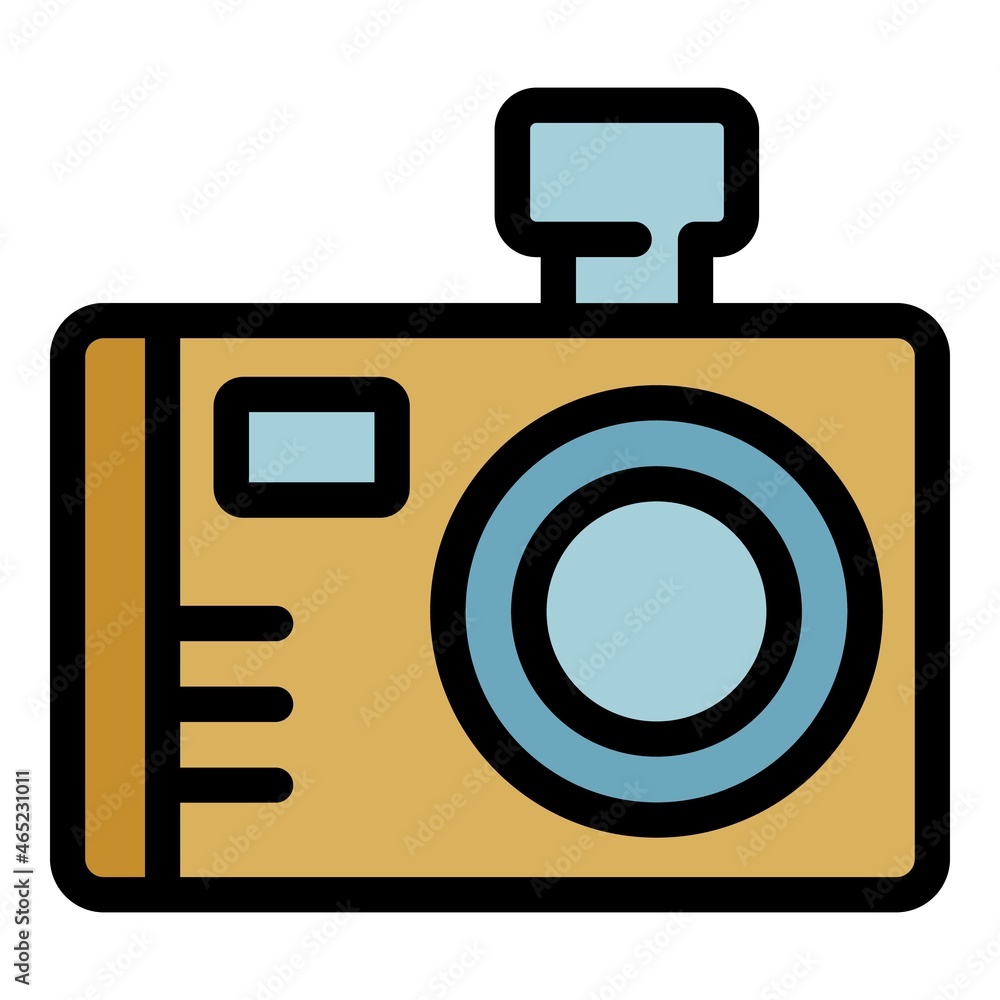 Poster digital camera icon. outline digital camera vector icon color flat isolated