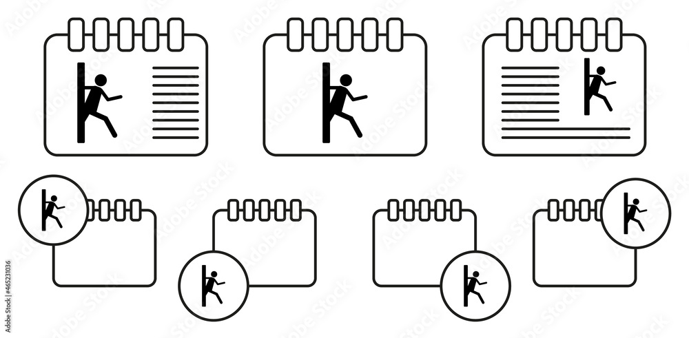 Poster assing through wall vector icon in calender set illustration for ui and ux, website or mobile applic