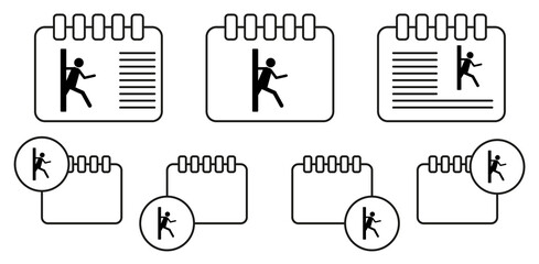 Assing through wall vector icon in calender set illustration for ui and ux, website or mobile application