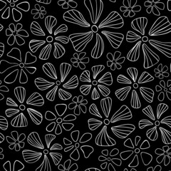 Floral seamless background pattern. Colorful spring flowers hand drawn, vector. Spring summer. Fabric swatch, textile design, wrapping paper