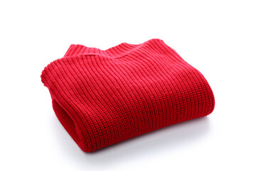 Red sweater isolated on white background, close up