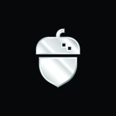 Acorn silver plated metallic icon