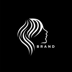 Simple logo vector girl head and hair for brand