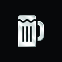 Beer Mug silver plated metallic icon