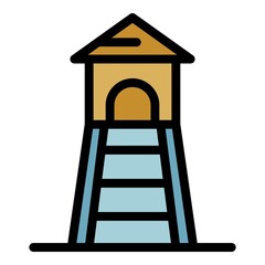 Safari tower icon. Outline safari tower vector icon color flat isolated