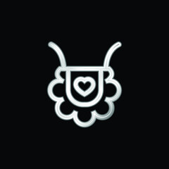 Baby Bib Outline With Heart Shape silver plated metallic icon